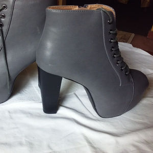 NEW Grey Chunky Heel Booties